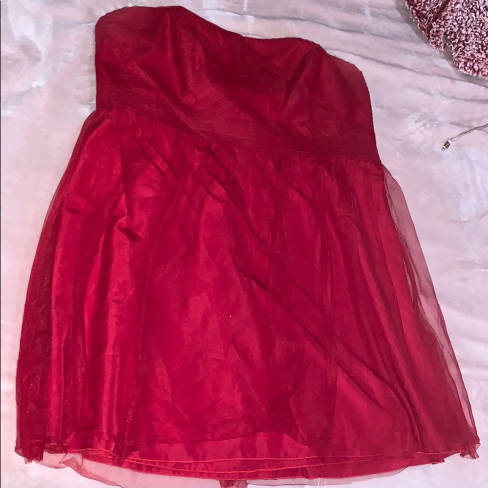 Red strapless dress worn once for prom 3 years ago